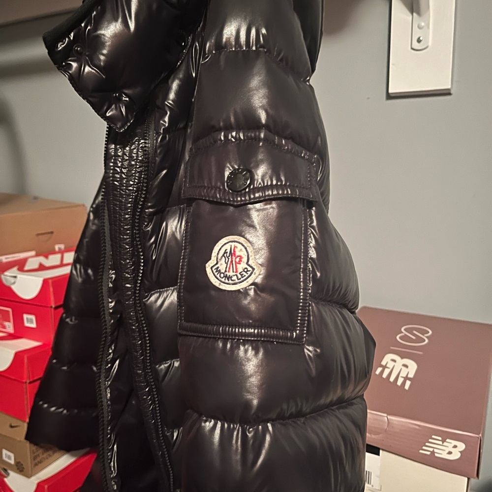 Moncler Shiny Black Puffer Coat for Women